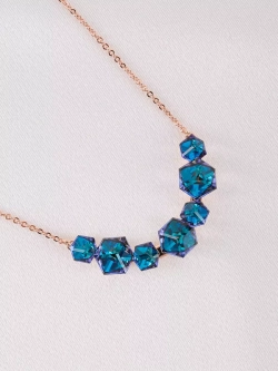 Колье дуга Мираж с синими кристаллами Swarovski