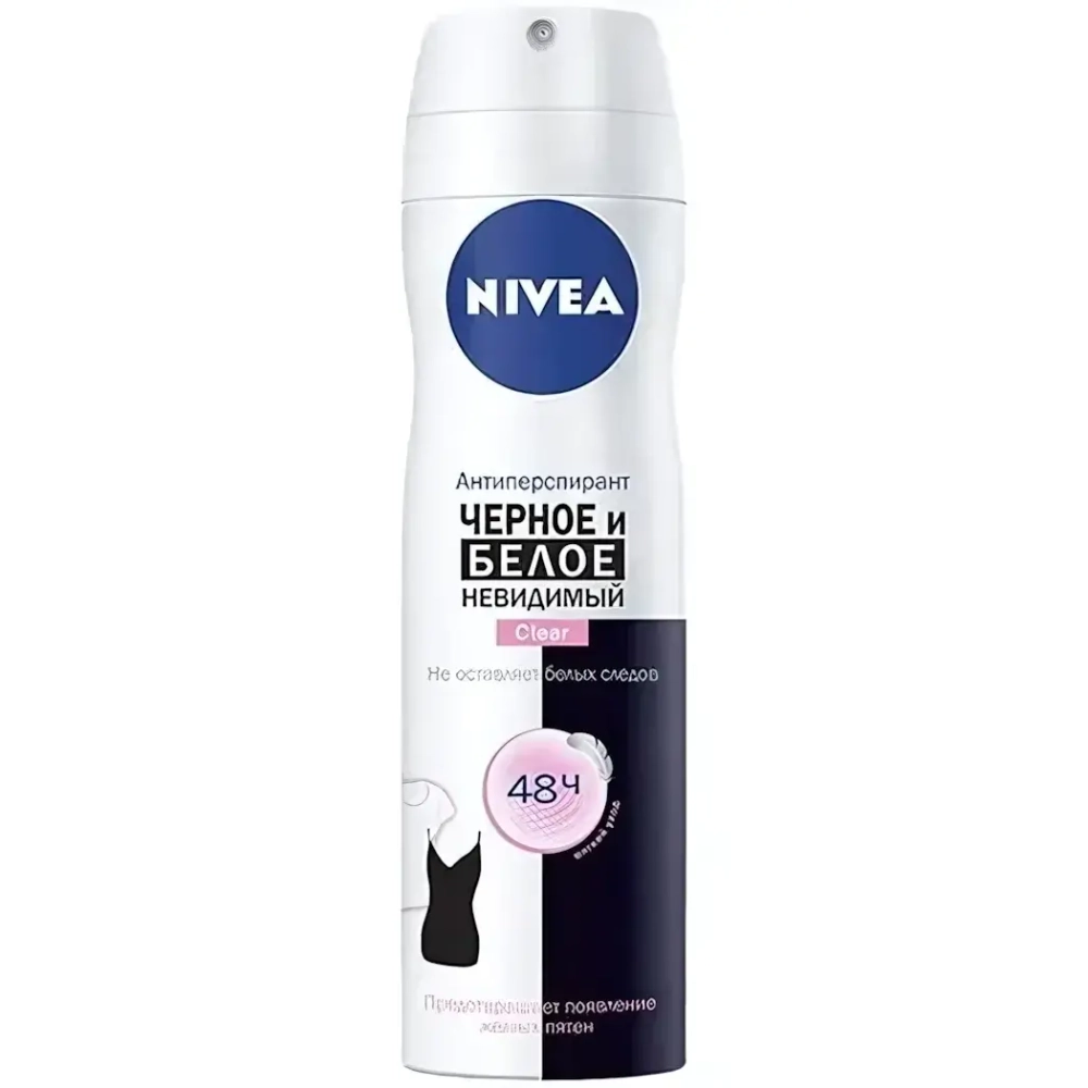 Дезодорант NIVEA аэрозоль женский Невидимая защита для черного и белого Clear 150мл
