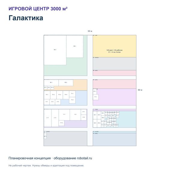 Игровой центр 3000 м² «Галактика»: планировка и бизнес-план Игровой центр 3000 м² «Галактика»: планировка и бизнес-план