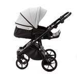 Детская универсальная коляска Adamex NOLA Deluxe 2 в 1 N-SD107 (Светло-серая экокожа, Черная экокожа)