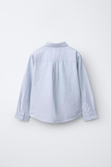 ZARA РУБАШКА С КАРМАНОМ В СТИЛЕ ОКСФОРД, НЕБЕСНО-ГОЛУБОЙ