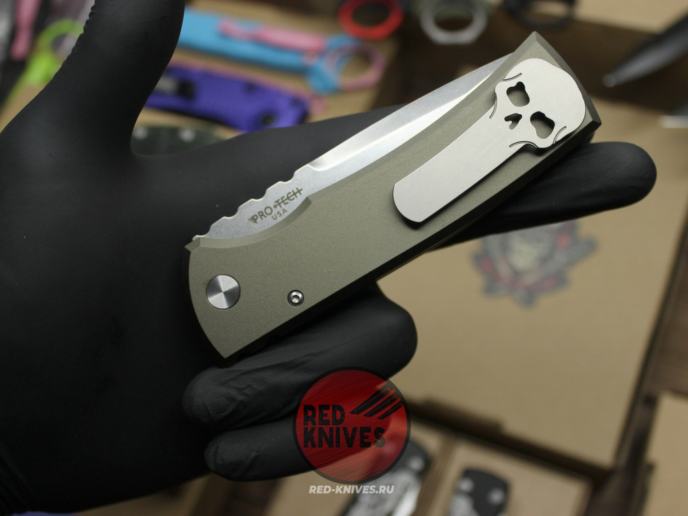 Нож Pro-Tech / Chaves Knives Redencion 229 Auto Standard Green - рук анод алюминий + шайбы