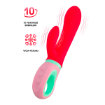 Красный вибратор с клиторальным отростком 19см ToyFa Flovetta Petunia 457722