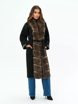 Кардиган с отделкой из натуральныго меха песца
