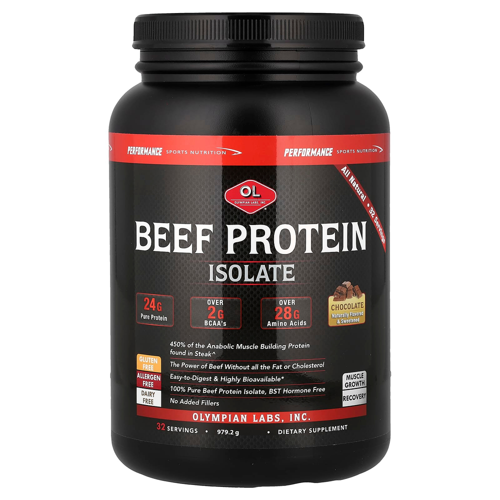 Olympian Labs, изолят говяжьего протеина, с шоколадным вкусом, 979,2 г