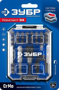 ЗУБР Компакт 34 шт, Набор: отвертка с насадками (25173)