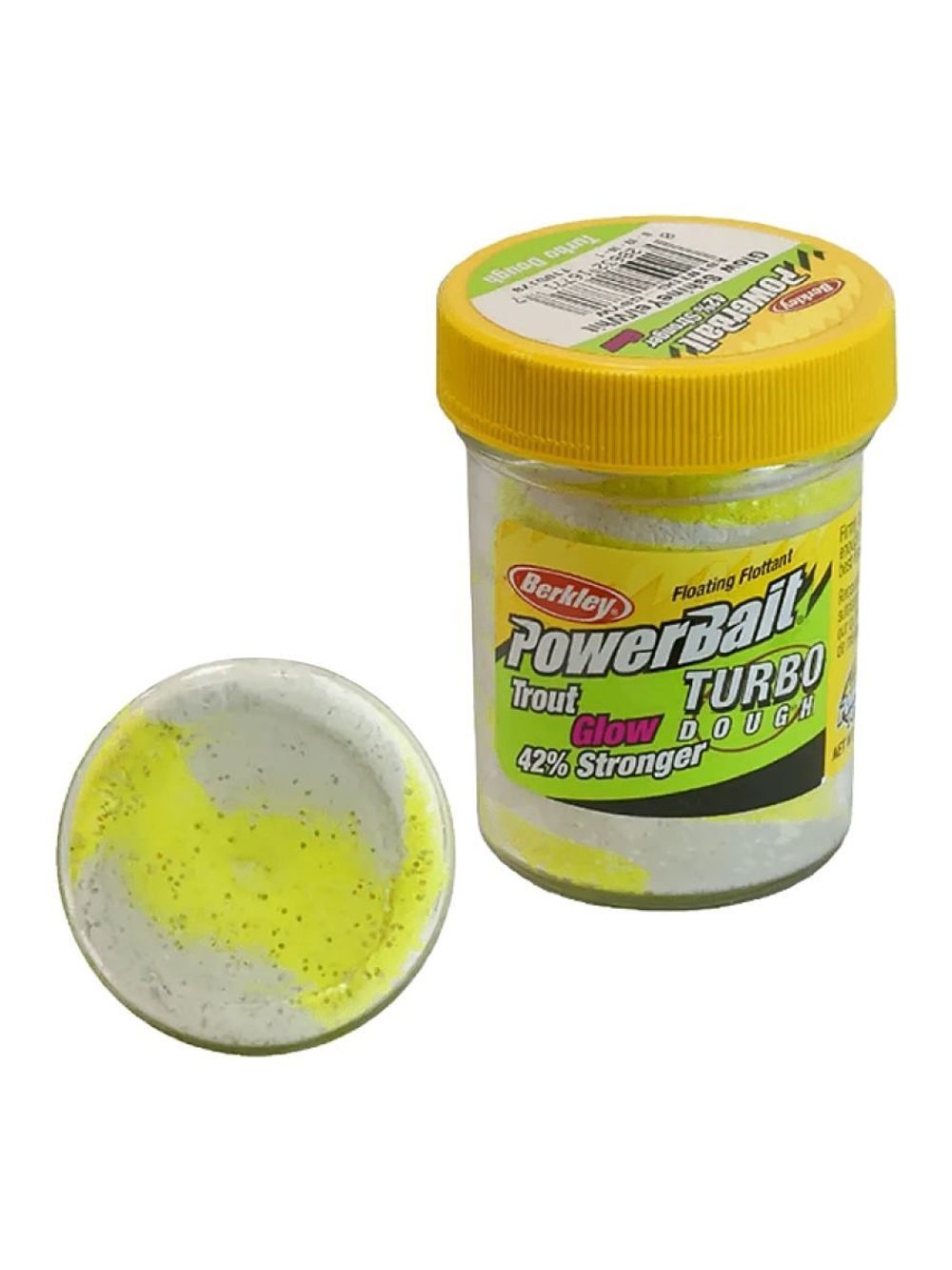Паста форелевая Berkley PowerBait Glow Turbo Dough (Trout Dough), 50 г, Glow Sunshine Yellow/White