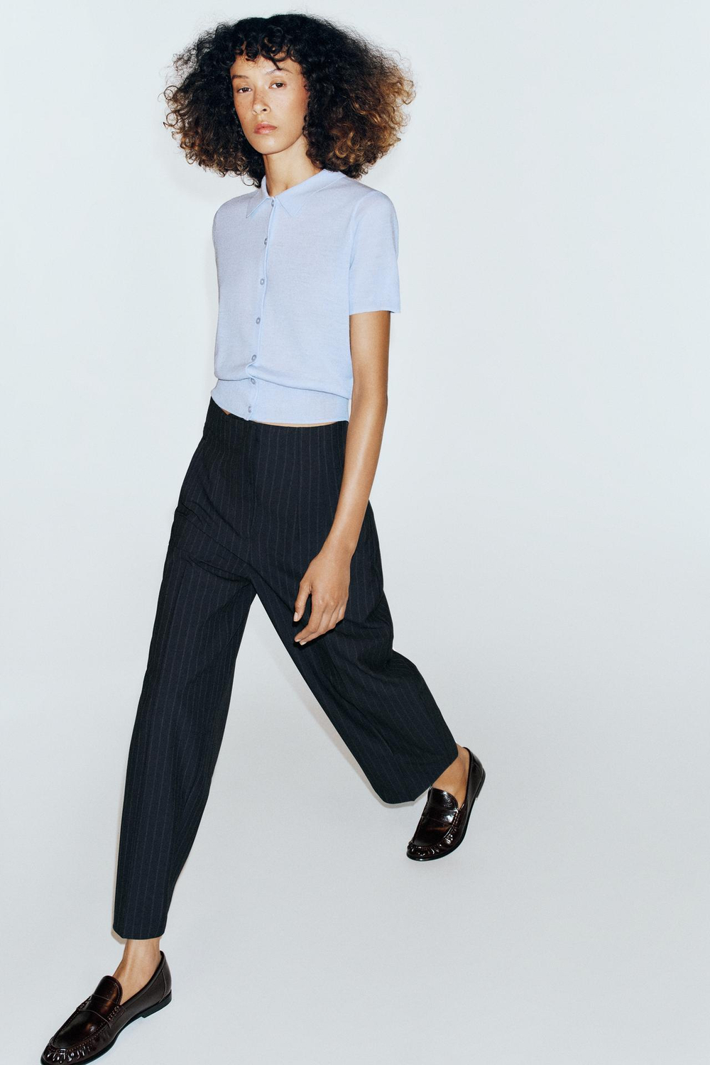 ZARA БРЮКИ BARREL С ВЫСОКОЙ ПОСАДКОЙ, ПОЛОСКИ