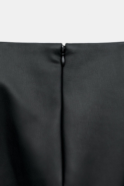 ZARA ПРЯМАЯ ЮБКА ПОД КОЖУ ZW COLLECTION, ЧЕРНЫЙ