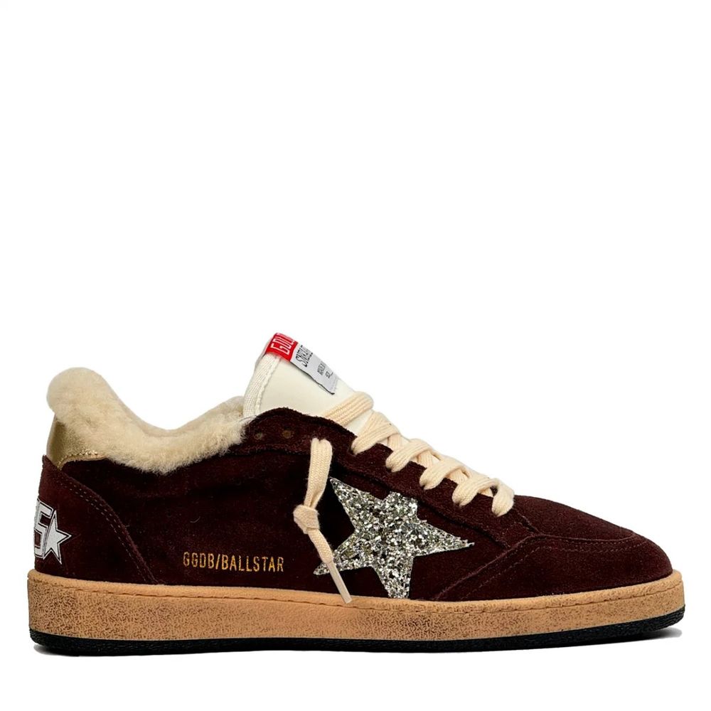Кеды GGDB Ball-Star Winter Brown Shearling With Silver Glitter Star