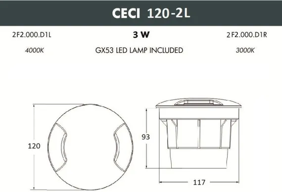 Встраиваемый светильник уличный CECI 2F2.000.000.LXG1L Fumagalli