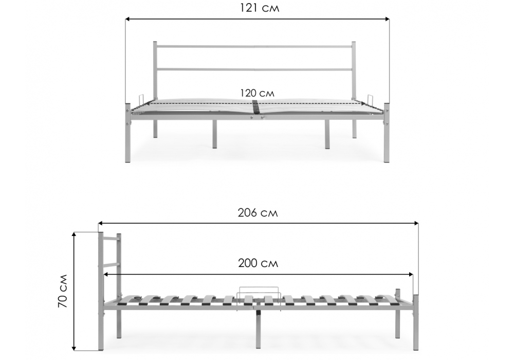 Кровать Woodville Фади 120х200 серая