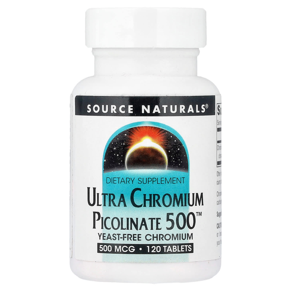 Source Naturals, Ultra Chromium Picolinate 500™, пиколинат хрома, 500 мкг, 120 таблеток