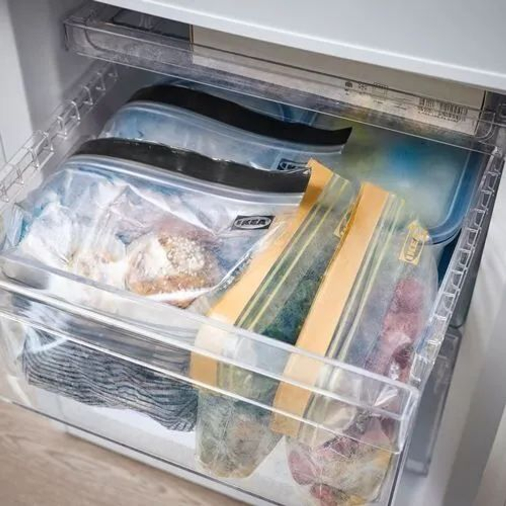 IKEA Зип-пакеты ISTAD для пищевых продуктов прозрачные с черной/желтой полосой, 2.5 л и 1,2 л , 50 шт. (Тайланд)