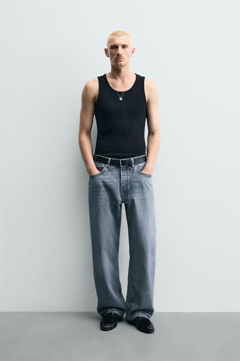ZARA ДЖИНСЫ LOOSE FIT, ЛИНЯЛЫЙ СИНИЙ