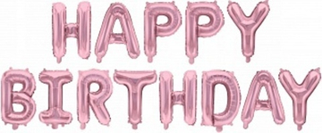 Набор шаров-букв из фольги (16''/41 см) Мини-Надпись "Happy Birthday" Розовый