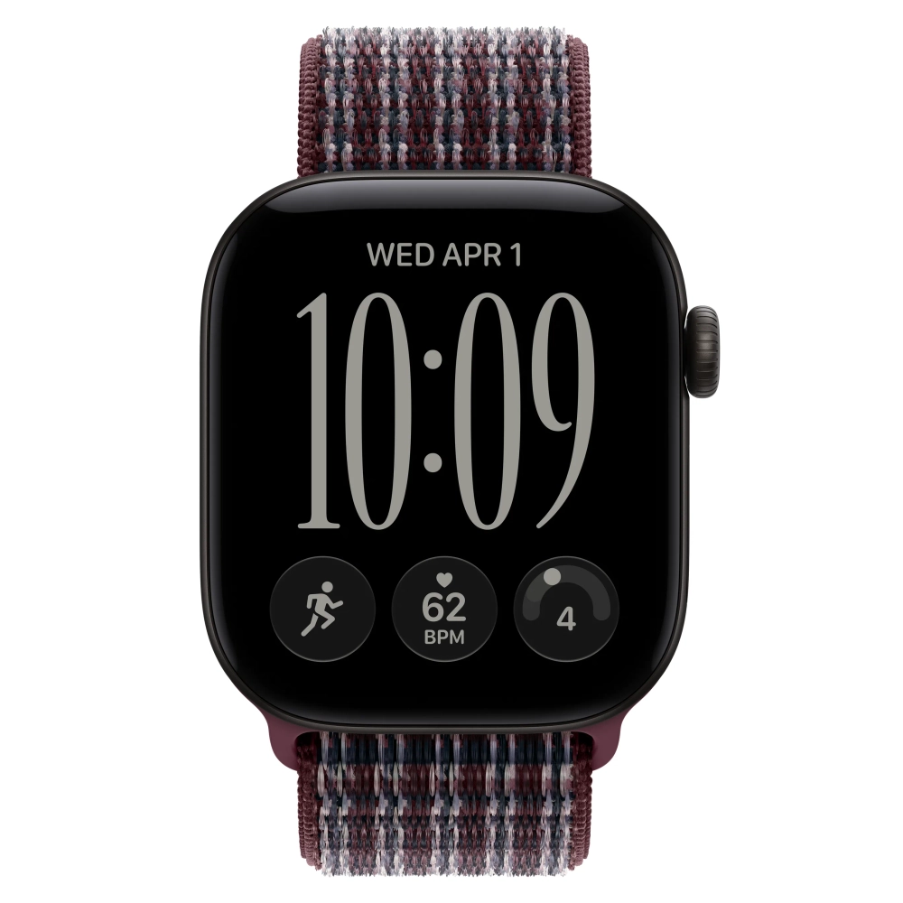 Умные часы Apple Watch Series 12 GPS, 42mm, Black Aluminum Case with Burgundy Plaid Sport Loop
