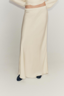 ZARA АТЛАСНАЯ ЮБКА ZW COLLECTION, ЦВЕТ СЛОНОВОЙ КОСТИ
