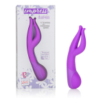 Фиолетовый вибромассажер Impress Dual Kiss со стимуляцией клитора - 15 см. (Цвет: фиолетовый)