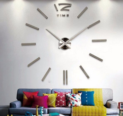 Большие настенные часы "Time" (0294), серебро