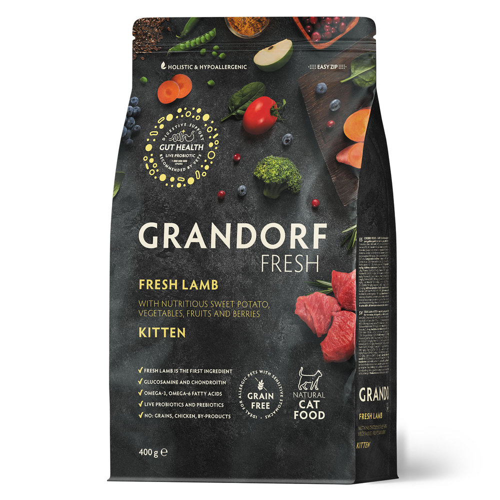 Grandorf Fresh Cat KITTEN Lamb&Sweet Potato 400 г сухой корм для котят свежее мясо ягненка с бататом