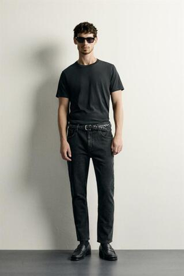 ZARA БАЗОВЫЕ ДЖИНСЫ SLIM FIT, УГОЛЬНЫЙ