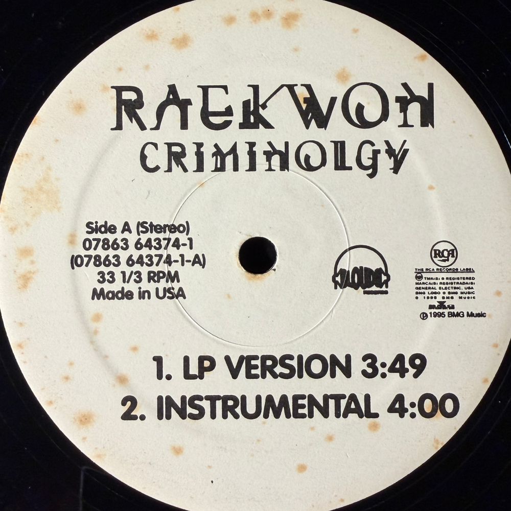 Raekwon Featuring Tony Starks ‎– Criminology / Glaciers Of Ice (США 1995г.) Single Т