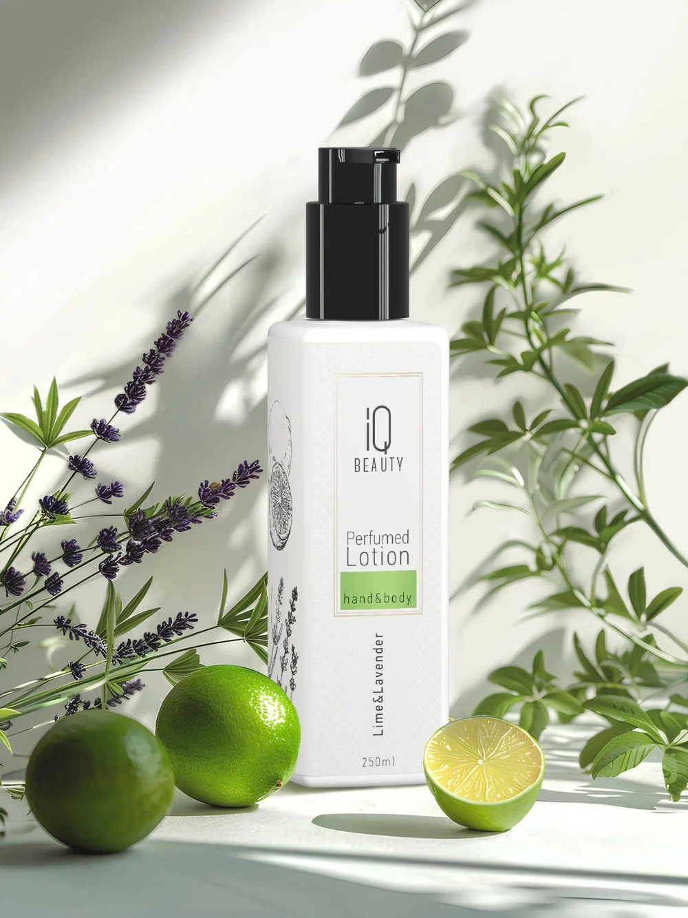 Парфюмированный лосьон для рук и тела IQ Beauty Лайм и Лаванда Lime&Lavender, 250 мл