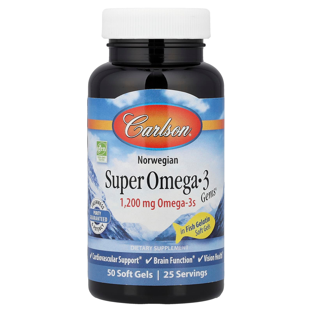 Carlson, Super Omega-3 Gems®, омега-з из норвежской рыбы, 50 капсул