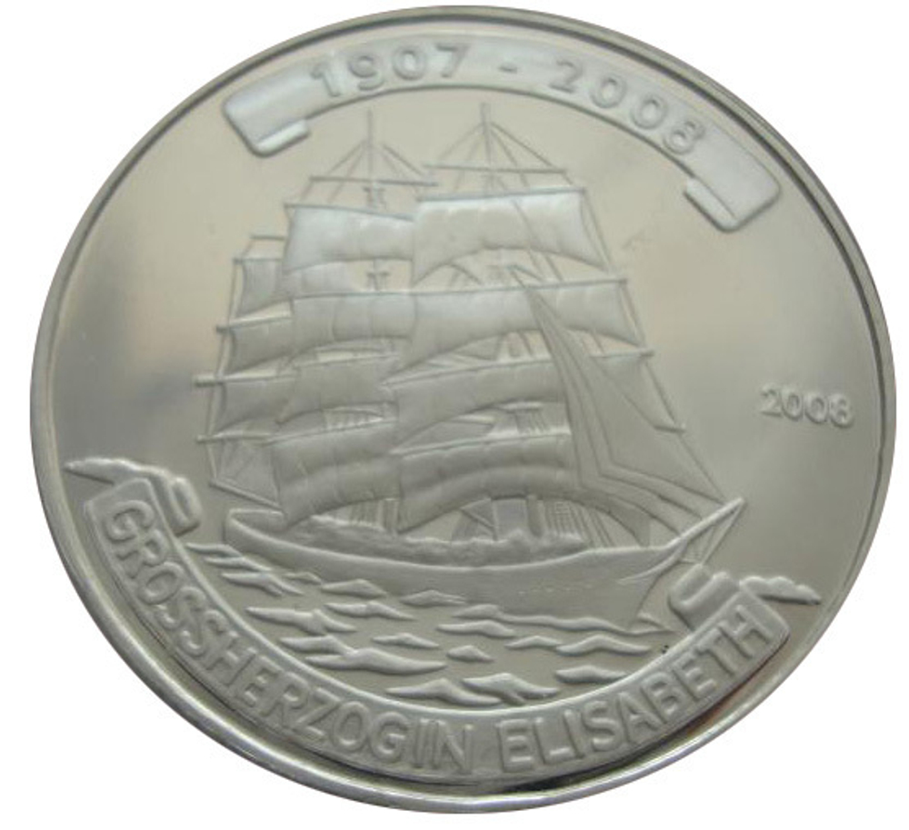 Северная Корея 5 вон 2008 Корабль парусник Grossherzogin Elisabeth Герцогиня Елизавета СЕРЕБРО