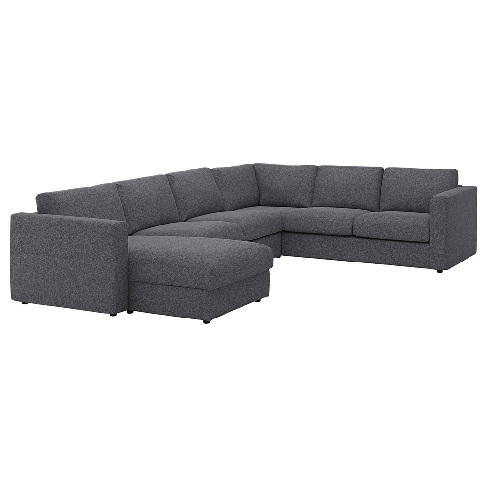 IKEA VIMLE  (ИКЕА ВИМЛЕ)  -  Чехол на угловой диван 5-местный с козеткой - Гуннаред средне-серый