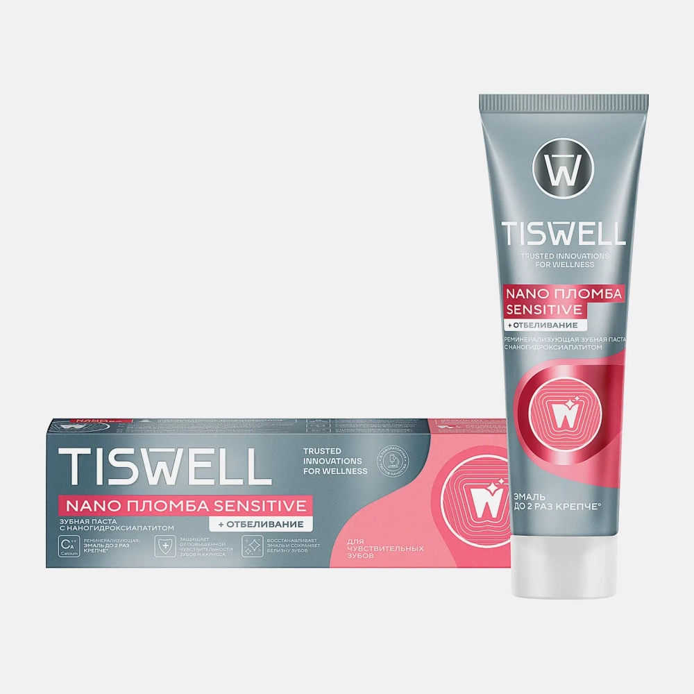 Зубная паста Tiswell реминерализующая с наногидроксиапатитом для чувствительных зубов отбеливающая 110мл