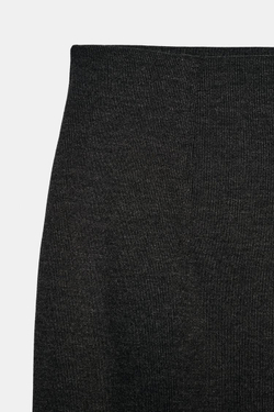 ZARA ПРЯМАЯ ЮБКА МИДИ ИЗ МЯГКОЙ ТКАНИ, ТЕМНО-СЕРЫЙ