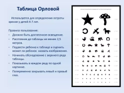 Таблица Орловой детская