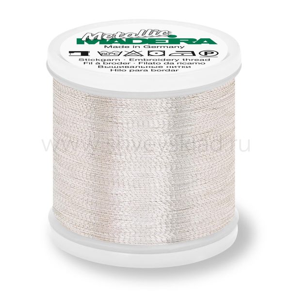 Нитки вышивальные металлизированные Madeira Metallic №40, 1000 м, цв. Silver, 9846, 5 катушек