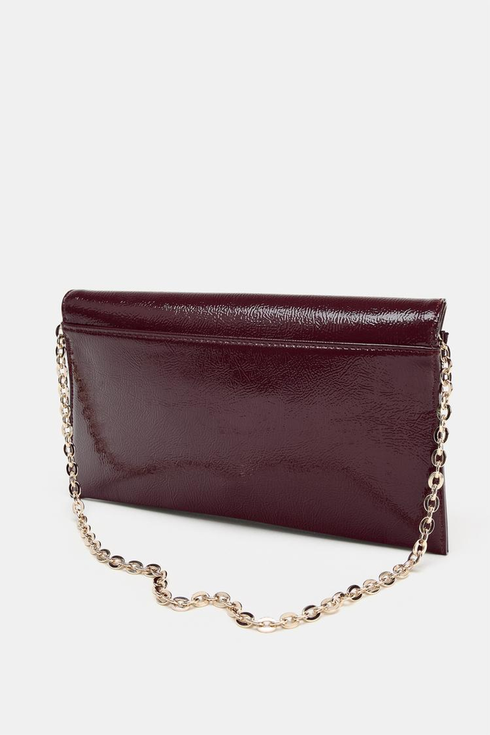 ZARA СУМКА ИЗ ЛАКИРОВАННОЙ ИСКУССТВЕННОЙ КОЖИ, БОРДОВО-КРАСНЫЙ