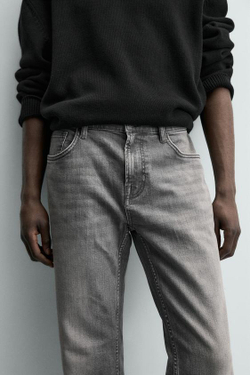 ZARA БАЗОВЫЕ ДЖИНСЫ SLIM FIT, СВЕТЛО-СЕРЫЙ