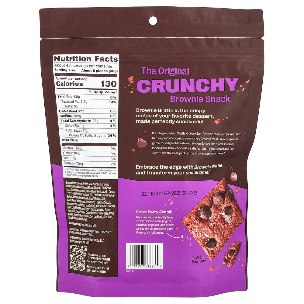 Sheila G's, Brownie Brittle®, морская соль из темного шоколада, 142 г (5 унций)