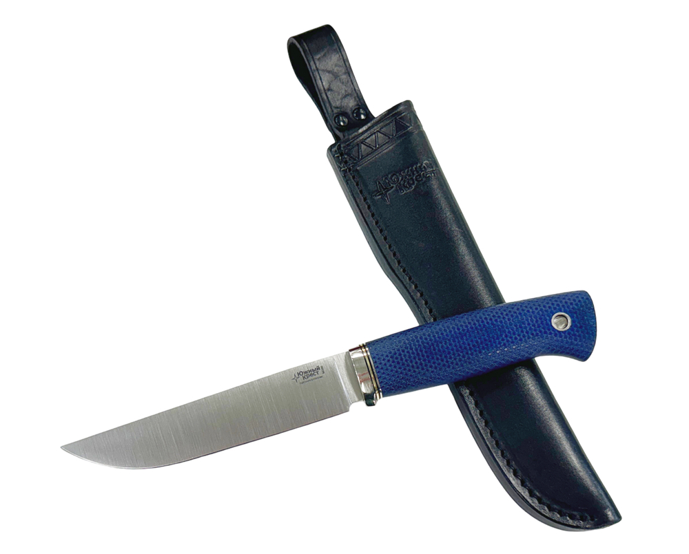 Нож Дл. Джек Эксперт, сталь М390, микарта синяя, гарда мельхиор, 371.5356
