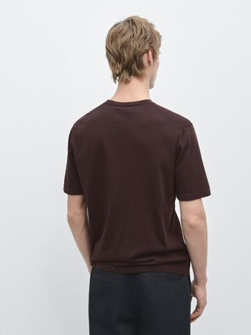 Massimo Dutti Хлопковая футболка с коротким рукавом, бургунди