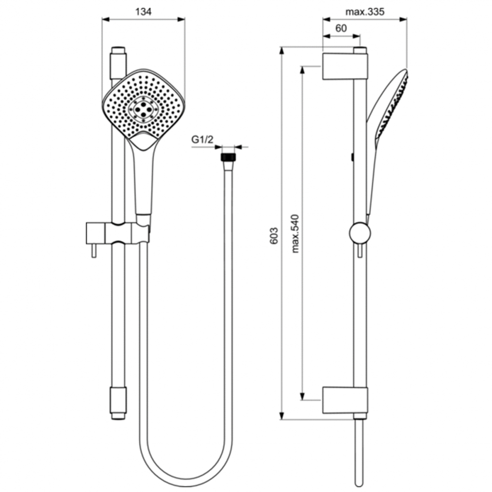 Душевой гарнитур со штангой Ideal Standard IDEALRAIN EVO JET B1762AA
