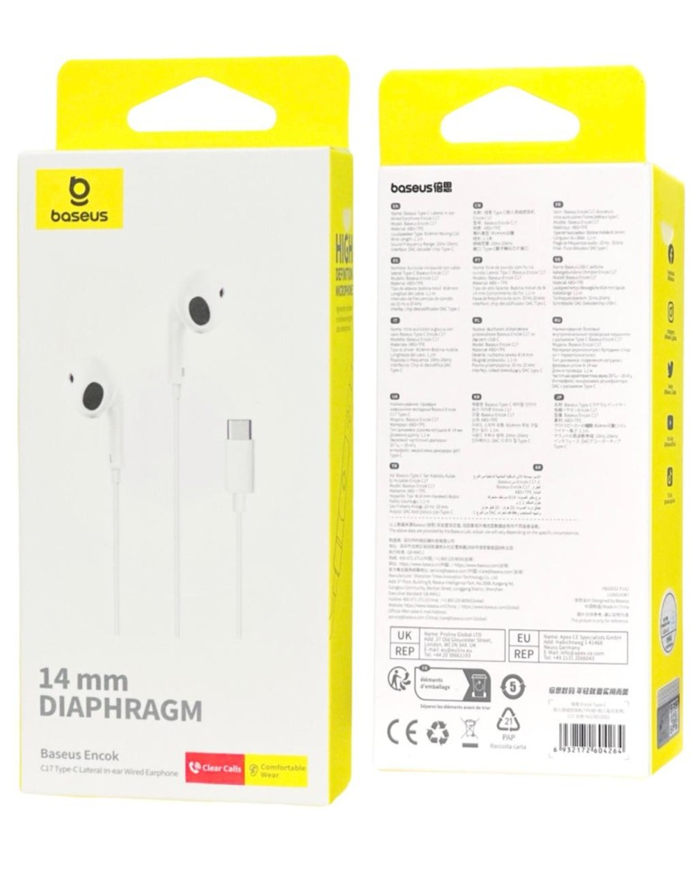 Стереонаушники Type-C с микрофоном Baseus Encok C17 NGCR010002 белые
