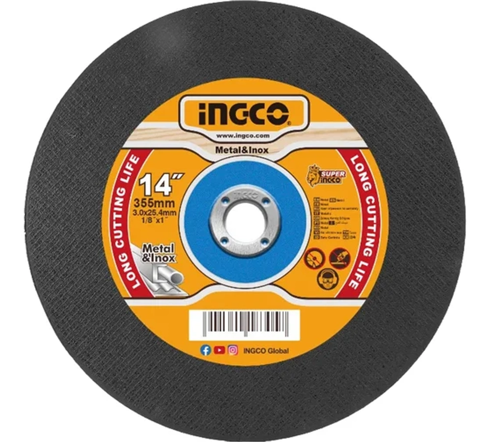 Круг отрезной по металлу INGCO MCD303558 INDUSTRIAL 355x3.0х25.4 мм Metal/Inox