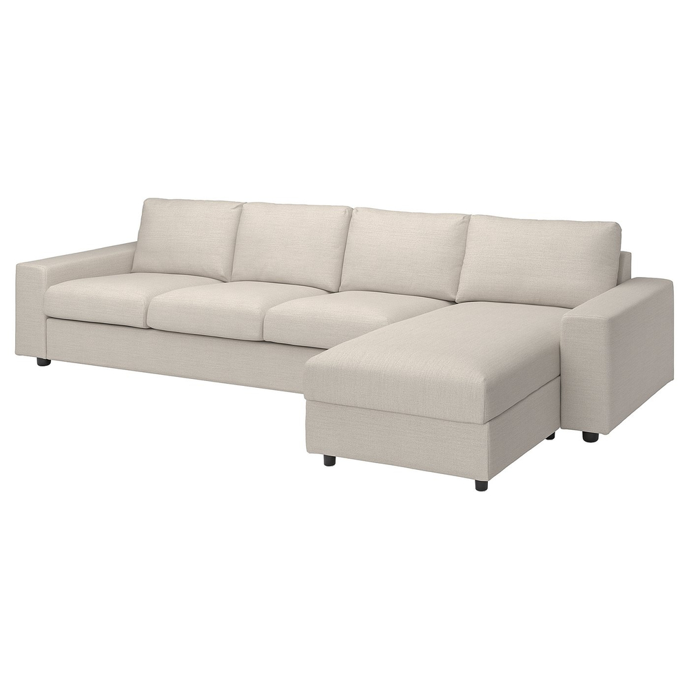 IKEA VIMLE  (ИКЕА ВИМЛЕ)  -  Чехол дивана 4-местного с шезлонгом - с широкими подлокотниками/Гуннаред бежевый