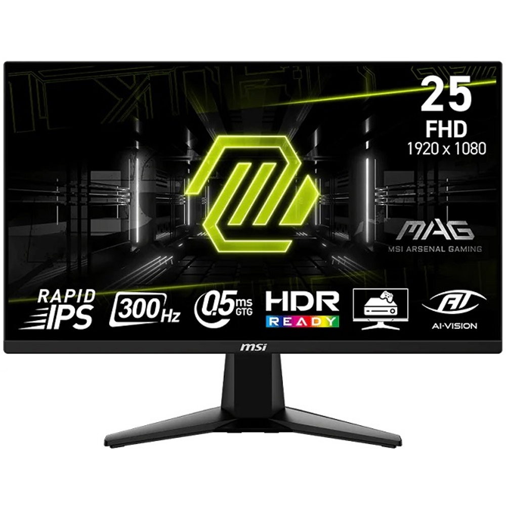 Монитор MSI TFT 24.5" MAG 255XF, 1920x1080, IPS, 300 Гц, 0.5 мс, 250 кд/м2, 100M:1, 178°, 2xHDMI, DP (9S6-3BC21M-061)