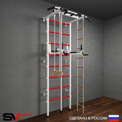 сШведская стенка Sv Pro 803 (Турник Pro/Брусья/стойка/Канат/Кольца/Лестница)