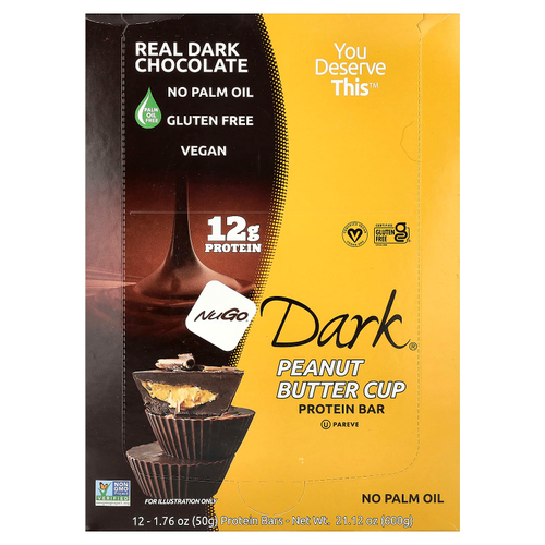 NuGo Nutrition, Dark®, протеиновые батончики, арахисовая паста, 12 батончиков по 50 г (1,76 унции)