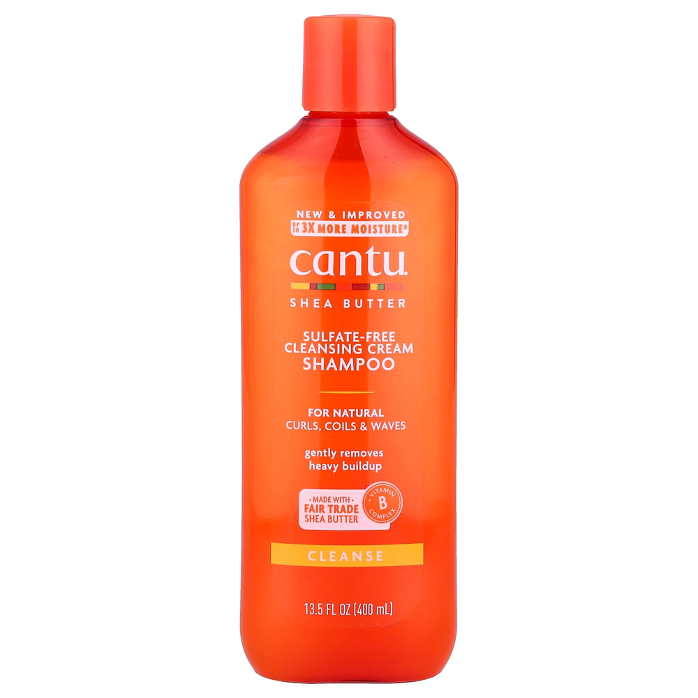 Cantu, масло ши, очищающий крем-шампунь без сульфатов, для естественных локонов, кудрей и завитков, 400 мл (13,5 жидк. унции)