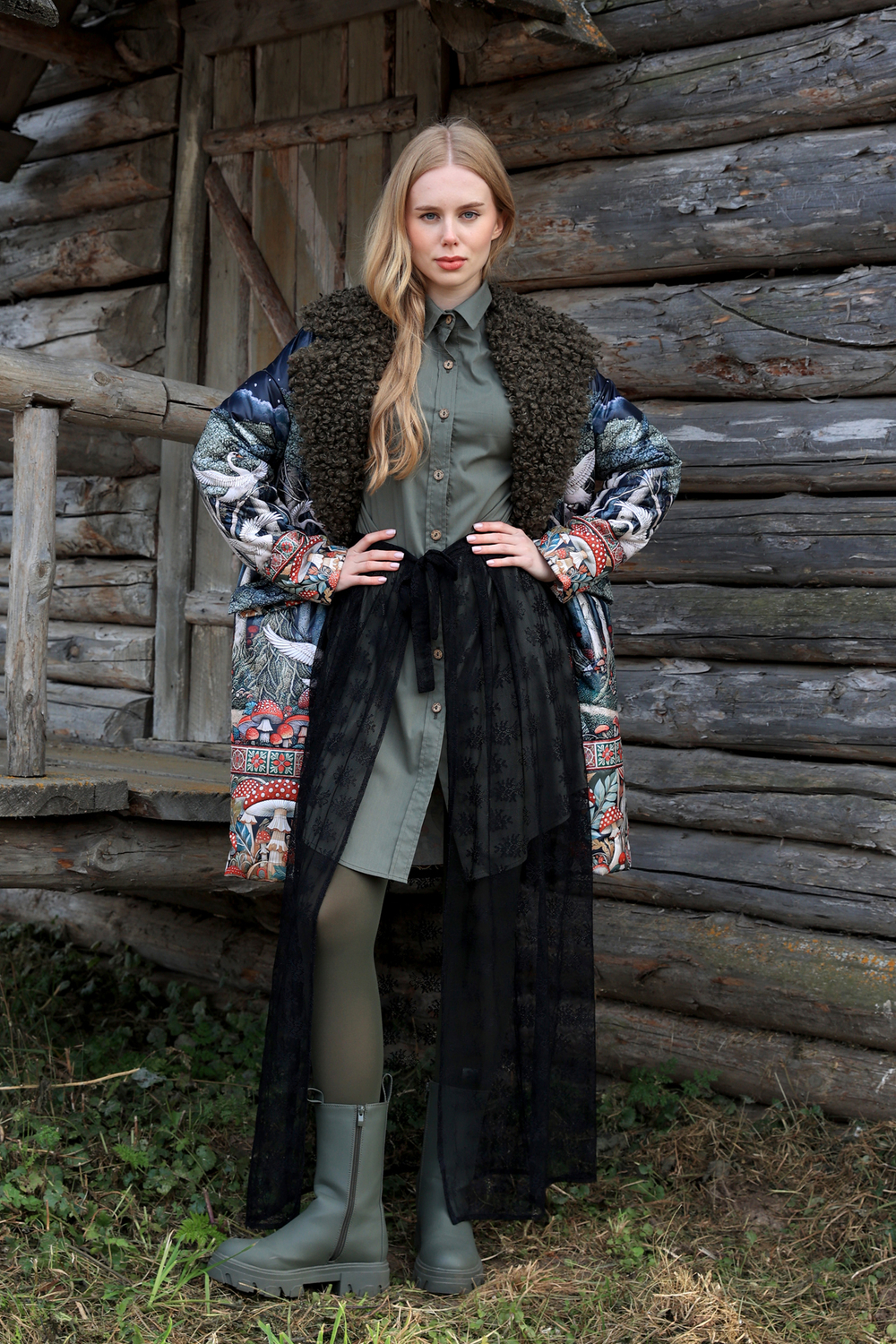 Coat "Cappuccino-2. Visiting Baba Yaga"