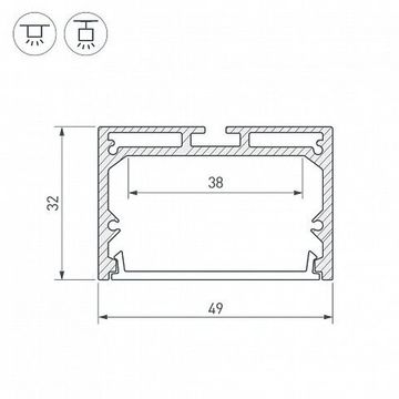 Профиль для прямоугольных светильников 3м 036254 черный SL-LINE-4932-3000 BLACK Arlight